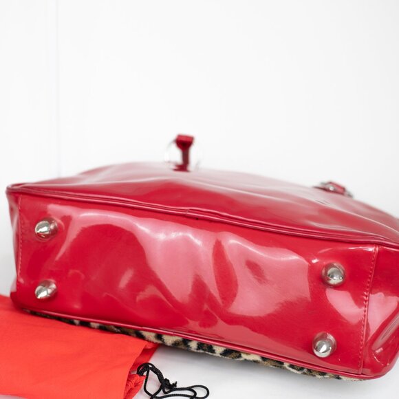 Lux De Ville Red Patent Leopard Rockabilly Pin Up Bag - Picture 7 of 15